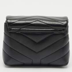 Saint Laurent Black Matelassé Leather Toy Loulou Crossbody Bag