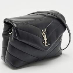 Saint Laurent Black Matelassé Leather Toy Loulou Crossbody Bag