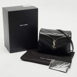 Saint Laurent Black Matelassé Leather Toy Loulou Crossbody Bag