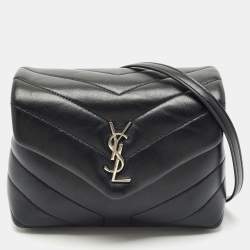 Saint Laurent Black Matelassé Leather Toy Loulou Crossbody Bag