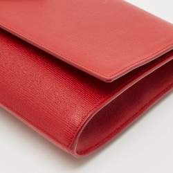 Saint Laurent Red Texured Leather Y Line Clutch