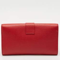 Saint Laurent Red Texured Leather Y Line Clutch