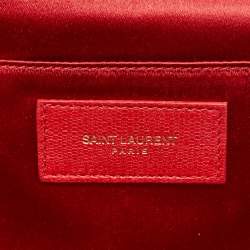 Saint Laurent Red Texured Leather Y Line Clutch
