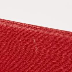 Saint Laurent Red Texured Leather Y Line Clutch