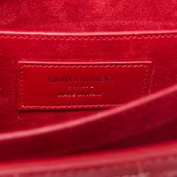 Saint Laurent Red Croc Embossed Leather Medium Sunset Shoulder Bag