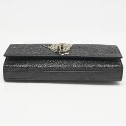 Saint Laurent Black Ceramic Effect Leather Cassandre Tassel Clutch