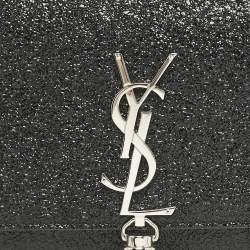 Saint Laurent Black Ceramic Effect Leather Cassandre Tassel Clutch