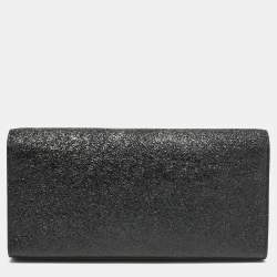 Saint Laurent Black Ceramic Effect Leather Cassandre Tassel Clutch