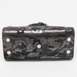 Saint Laurent Black Camo Suede and Leather Nano Classic Sac De Jour Tote