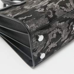 Saint Laurent Black Camo Suede and Leather Nano Classic Sac De Jour Tote
