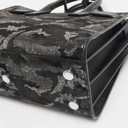 Saint Laurent Black Camo Suede and Leather Nano Classic Sac De Jour Tote
