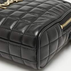 Saint Laurent Black Matelasse Carre Leather Cassandre Camera Bag