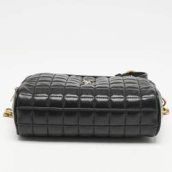 Saint Laurent Black Matelasse Carre Leather Cassandre Camera Bag