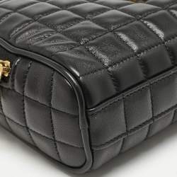 Saint Laurent Black Matelasse Carre Leather Cassandre Camera Bag