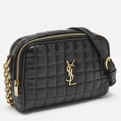 Saint Laurent Black Matelasse Carre Leather Cassandre Camera Bag