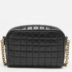 Saint Laurent Black Matelasse Carre Leather Cassandre Camera Bag