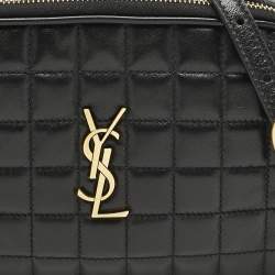 Saint Laurent Black Matelasse Carre Leather Cassandre Camera Bag