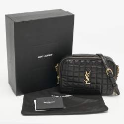 Saint Laurent Black Matelasse Carre Leather Cassandre Camera Bag