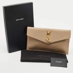 Saint Laurent Beige Leather Uptown Pouch