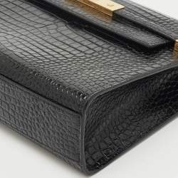 Saint Laurent Black Croc Embossed Leather Manhattan Shoulder Bag