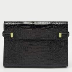 Saint Laurent Black Croc Embossed Leather Manhattan Shoulder Bag