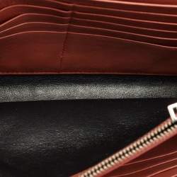 Saint Laurent Pink Croc Embossed Leather Monogram Wallet On Chain