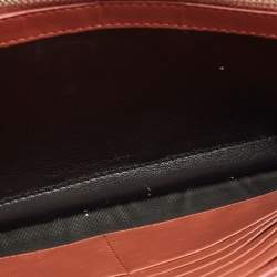 Saint Laurent Pink Croc Embossed Leather Monogram Wallet On Chain