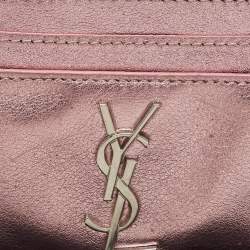 Saint Laurent Metallic Pink Leather Monogram Card Case