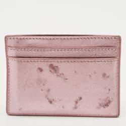 Saint Laurent Metallic Pink Leather Monogram Card Case