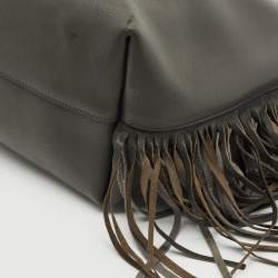 Saint Laurent Grey Leather Fringe E/W Shopping Tote