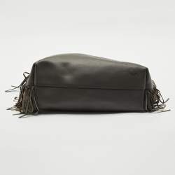 Saint Laurent Grey Leather Fringe E/W Shopping Tote