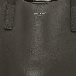 Saint Laurent Grey Leather Fringe E/W Shopping Tote