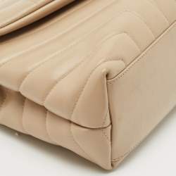 Saint Laurent Beige Matelassé Leather Small Loulou Shoulder Bag