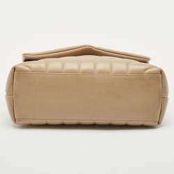 Saint Laurent Beige Matelassé Leather Small Loulou Shoulder Bag