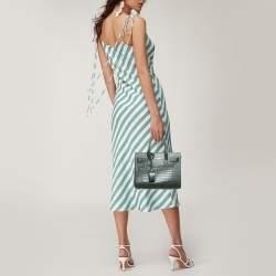 Saint Laurent Dark Green Croc Embossed Leather Nano Classic Sac De Jour Tote