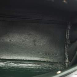Saint Laurent Dark Green Croc Embossed Leather Nano Classic Sac De Jour Tote