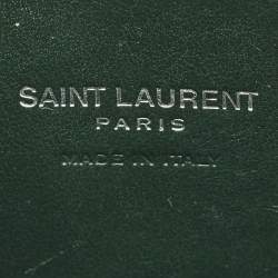 Saint Laurent Dark Green Croc Embossed Leather Nano Classic Sac De Jour Tote