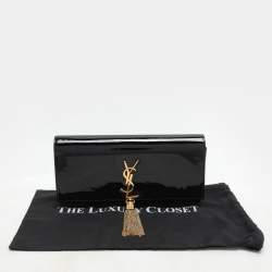 Saint Laurent Black Patent Leather Kate Tassel Clutch