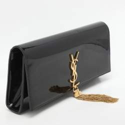 Saint Laurent Black Patent Leather Kate Tassel Clutch