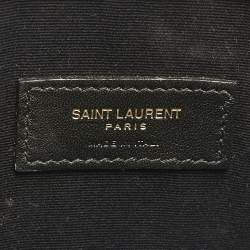 Saint Laurent Cream Croc Embossed Leather Uptown Pouch