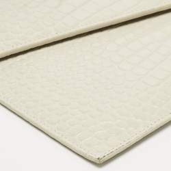 Saint Laurent Cream Croc Embossed Leather Uptown Pouch