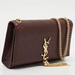 Saint Laurent Burgundy Python Medium Kate Tassel Shoulder Bag