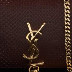Saint Laurent Burgundy Python Medium Kate Tassel Shoulder Bag