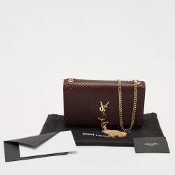 Saint Laurent Burgundy Python Medium Kate Tassel Shoulder Bag
