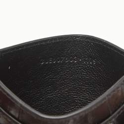 Saint Laurent Black Croc Embossed Leather Tiny Cassandre Card Holder