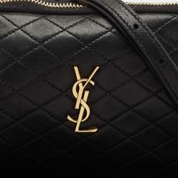 Saint Laurent Black Quilted Leather Mini Gaby Zippered Pouch