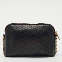 Saint Laurent Black Quilted Leather Mini Gaby Zippered Pouch