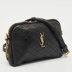 Saint Laurent Black Quilted Leather Mini Gaby Zippered Pouch