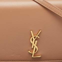 Saint Laurent Beige Leather Cassandre Phone Holder w/Strap