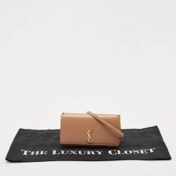 Saint Laurent Beige Leather Cassandre Phone Holder w/Strap